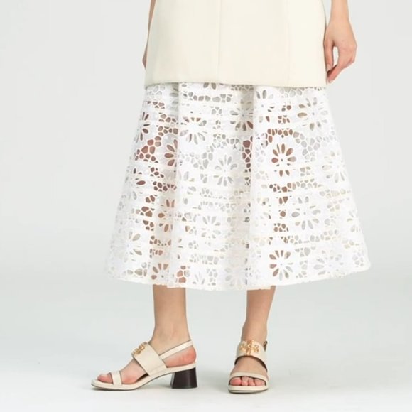 Tory Burch $348 Eleanor Heel Sandals New Ivory Cream - Picture 3 of 9